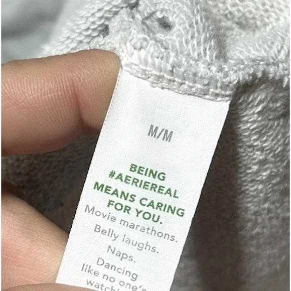 Aerie Womens The Chill Oversized Popover Polo Sweatshirt Size Medium Gray Preppy - Picture 4 of 5